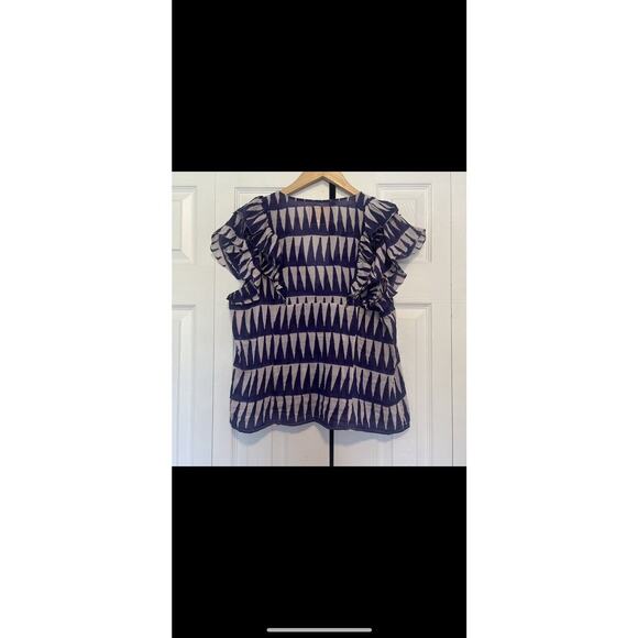 Womens Alicia Bell Kiara Top Aztec Flutter Blue Purple White Size Large - Picture 7 of 9